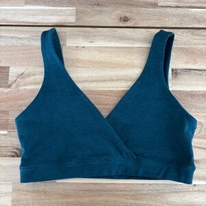 Beyond Yoga Crossover Sports Bra - Deep Sea Heather (green) - Large Nursing Bra